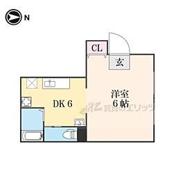 ワールド東寺 1DKの間取図画像