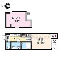 ブライトヒルズ椥辻 1Kの間取図画像