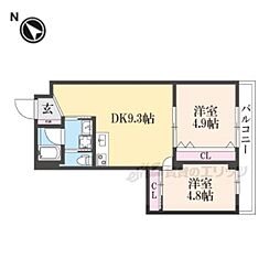 ソフィア墨染駅前 2DKの間取図画像