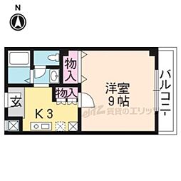 メディナ烏丸 1Kの間取図画像