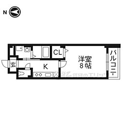 プラシード鳥羽1 1Kの間取図画像