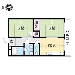 ハイツ魚満 2DKの間取図画像
