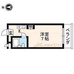 CIEUX京都 1Kの間取図画像