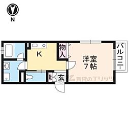 Espoir東寺 1Kの間取図画像