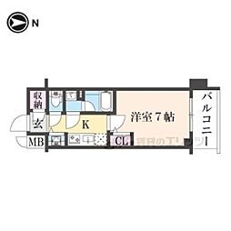 ベラジオ雅び京都七条ウエストII 1Kの間取図画像