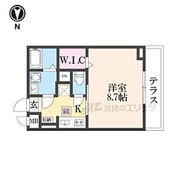 宇治市小倉町西山アパート 1Kの間取図画像