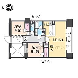 サンクタス四条烏丸スティーロレジデンス 2LDKの間取図画像