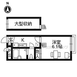 レオパレス紅雪南 1Kの間取図画像