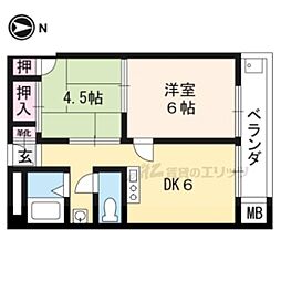 桃山グランドハイツ 2DKの間取図画像