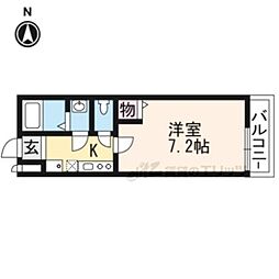 フラッティ龍大前 1Kの間取図画像
