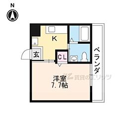 ナ・トゥール四条大宮 1Kの間取図画像