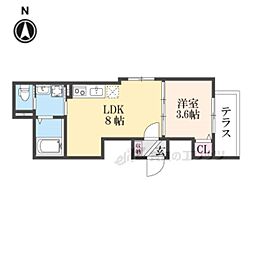 京都市伏見区深草寺内町アパート 1LDKの間取図画像