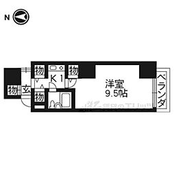 プレジャーコート 1Kの間取図画像