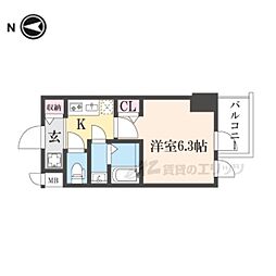 ファステート京都東寺フェイブ 1Kの間取図画像