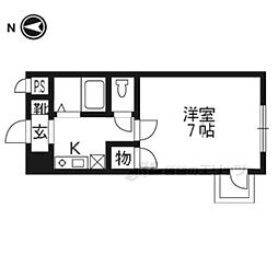 グランタック河原町五条 1Kの間取図画像