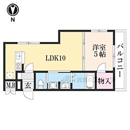 レクト・伏見 1LDKの間取図画像