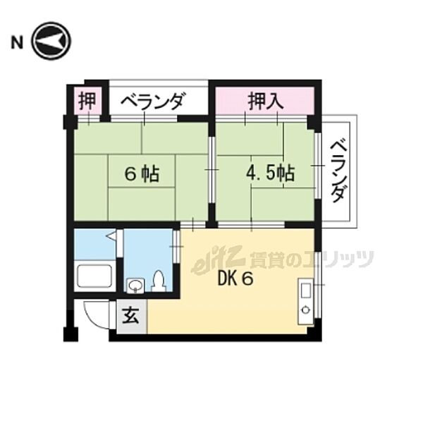 ロイヤルマンション 102｜京都府京都市山科区上花山坂尻町(賃貸マンション2DK・1階・48.00㎡)の写真 その2