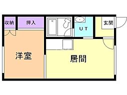 第2わらべマンション 1DKの間取図画像