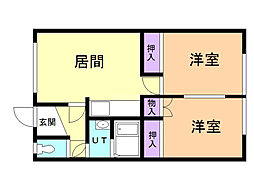 第一常盤荘 2DKの間取図画像