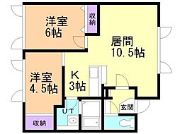 レトアＮ−III 2階2LDKの間取り