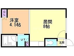 コーポ凌I 1階1LDKの間取り