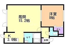 グリーン・パル1 2階1LDKの間取り