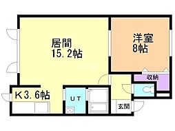 グリーン・パル3 2階1LDKの間取り