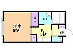 ハッピー97 1Kの間取図画像