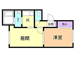 アビタ緑園 1階1LDKの間取り