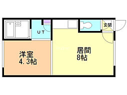 コーポ凌I 2階1DKの間取り
