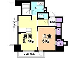 デュオヒルズ北見 6階1LDKの間取り