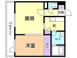 シャイニングラピュタ 1LDKの間取図画像