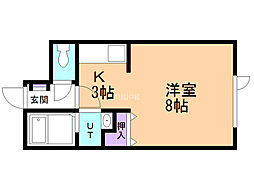 ノースハイム 1Kの間取図画像