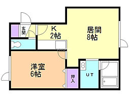スーパーハイム 1LDKの間取図画像