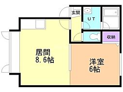 アイビス三輪第二五番館 1LDKの間取図画像