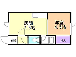 ブルーハイツ 1DKの間取図画像