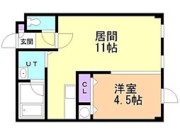 ヴァンドーム青葉 1LDKの間取図画像
