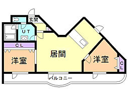 パセオさいわい 2LDKの間取図画像