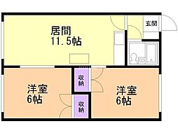 コーポ北進 2DK 2階/-