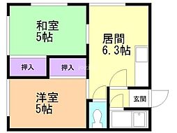 葵ハイツ 2DKの間取図画像