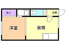 コーポ南仲町 1DKの間取図画像