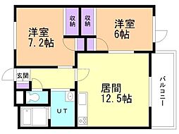 ロイヤルシャトー静 2LDKの間取図画像