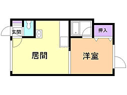 サンリバーハイツ 1LDKの間取図画像