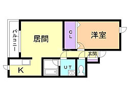 ラス・アルトラス 1LDKの間取図画像