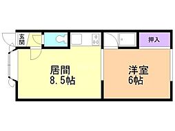 ボナールハイツ1 1LDKの間取図画像