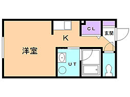 アランチーニ 1Kの間取図画像