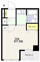 菱和パレス品川中延 1Kの間取図画像