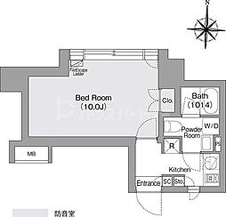 都営大江戸線 森下駅 徒歩5分の賃貸マンション 3階1Kの間取り