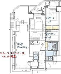 都営新宿線 大島駅 徒歩4分の賃貸マンション 7階2LDKの間取り
