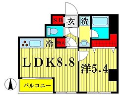 JR総武線 亀戸駅 徒歩14分の賃貸マンション 3階1LDKの間取り